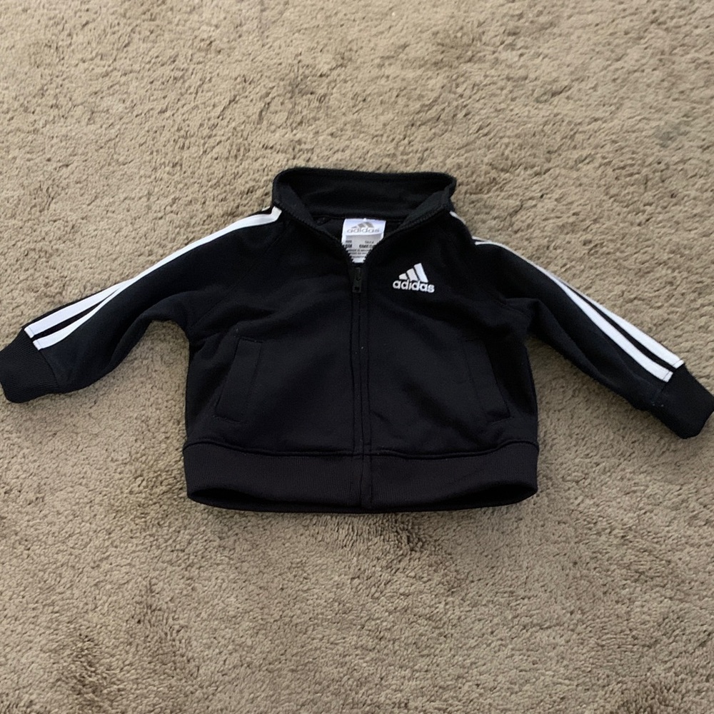 Adidas Kids Black Hoodie with White Stripes